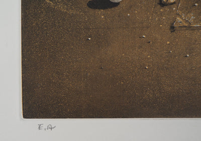 Hiroshi ASADA : Pavement couvert de rosée - Gravure (détail)
