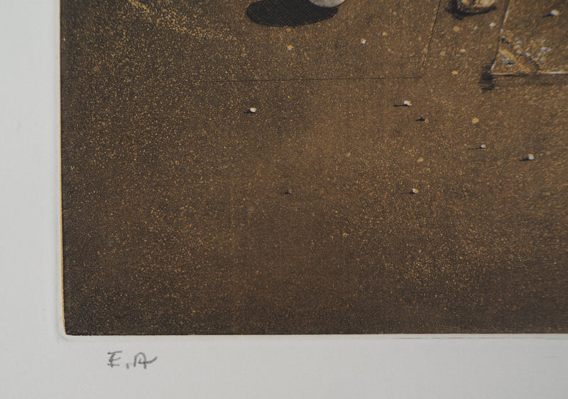 Hiroshi ASADA : Pavement couvert de rosée - Gravure (détail)