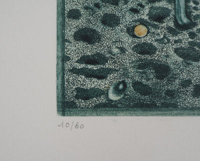 Hiroshi ASADA : Rochers verts - Gravure (détail)