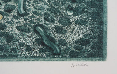 Hiroshi ASADA : Rochers verts - Gravure (détail)