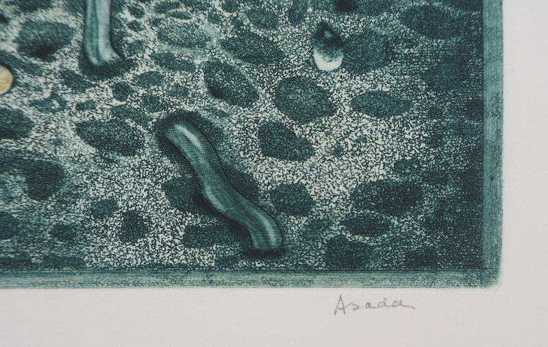 Hiroshi ASADA : Rochers verts - Gravure (détail)