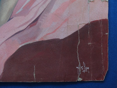  ASLAN : Jeune fille au lit - Aquarelle (détail)