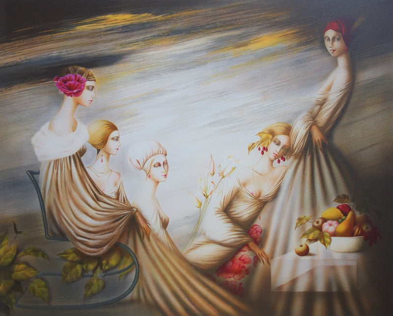 Philippe AUGE : Les belles au jardin - Lithographie (détail)