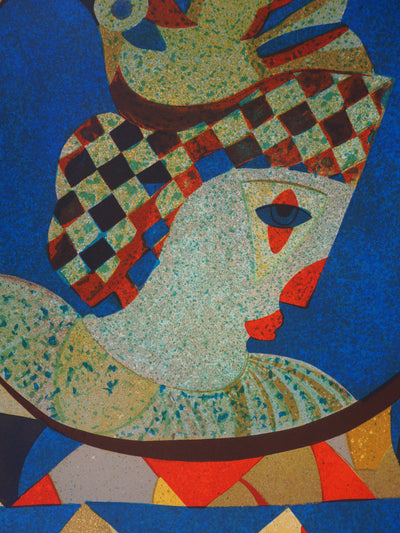 Simon AVISSAR : Le Clown - Lithographie (détail)