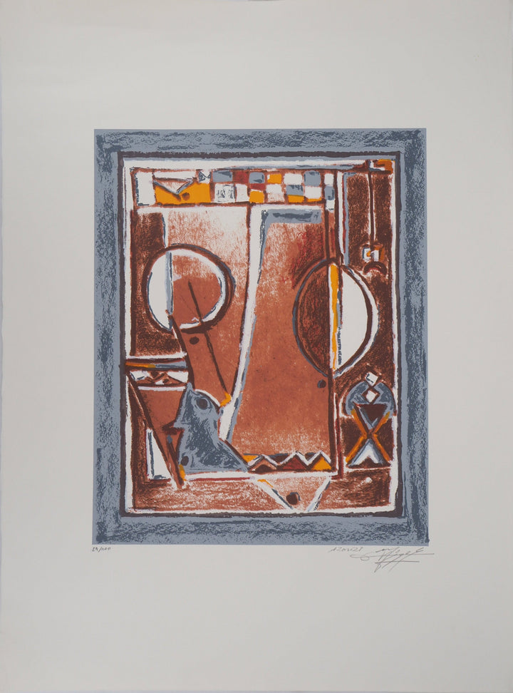 Sérigraphie Originale Mohammed AZOUZI 1946-2022 – Œuvre Abstraite Numérotée Et Encadrée