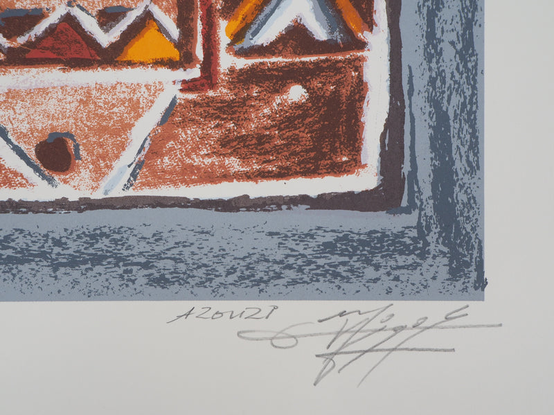Mohammed AZOUZI : Composition abstraite - Lithographie (détail)