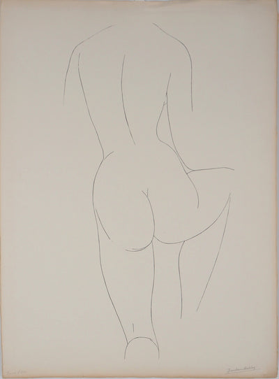 Jean Louis BABELAY : Femme nue de dos - Lithographie (détail)