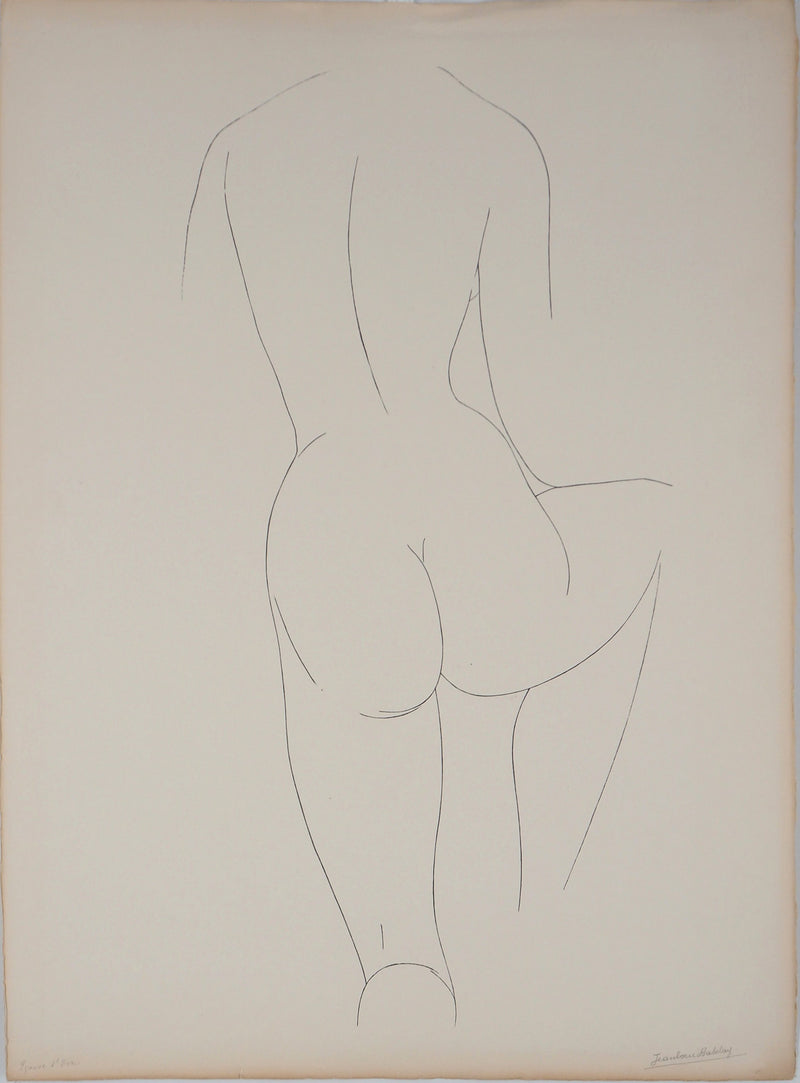 Jean Louis BABELAY : Femme nue de dos - Lithographie (détail)