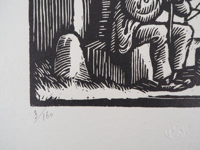Henri BACHER : Alsace, la chapelle - 1929 - Gravure sur bois (détail)