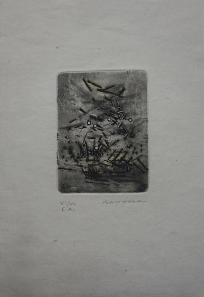Julius BALTAZAR : Pluie de clous - Gravure