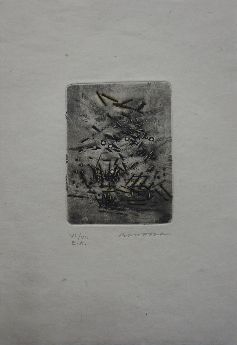 Julius BALTAZAR : Pluie de clous - Gravure