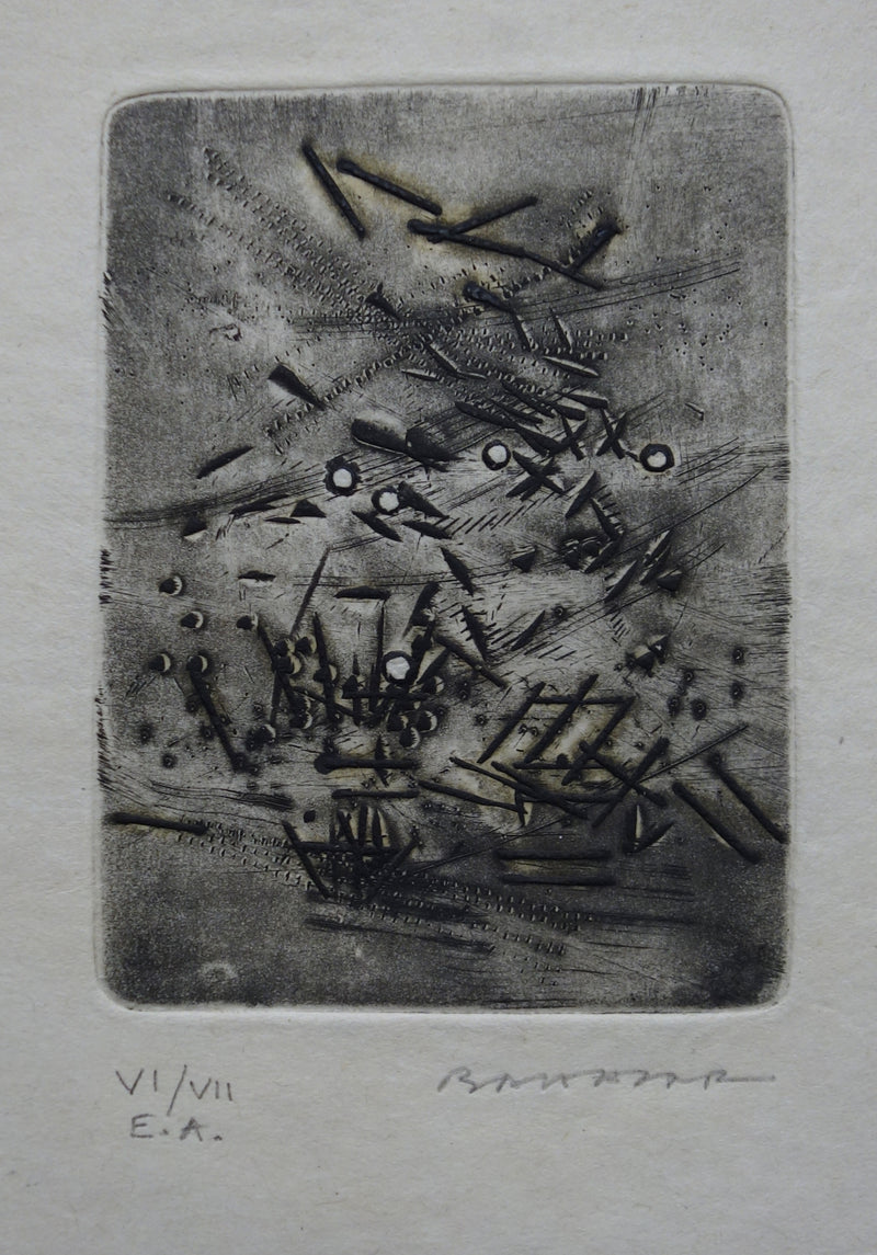 Julius BALTAZAR : Pluie de clous - Gravure (détail)