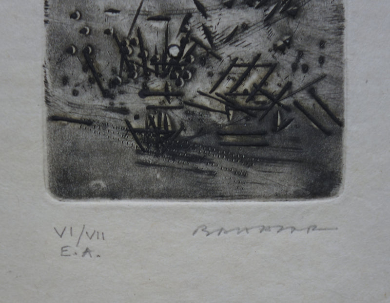 Julius BALTAZAR : Pluie de clous - Gravure (détail)