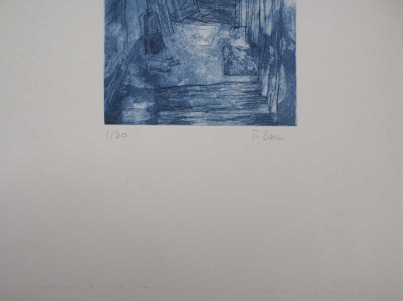 Fabienne BARA : La vieille remise - Gravure (détail)