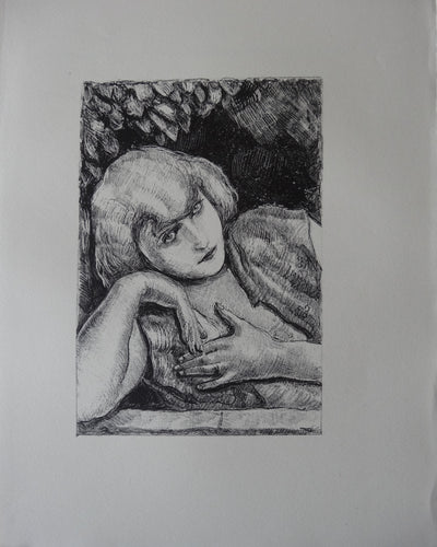 Valdo BARBEY : Amoureuse romantique (Wilhelmine), Lithographie originale (vue générale) - Crédit photo : Galerie Art.Paris