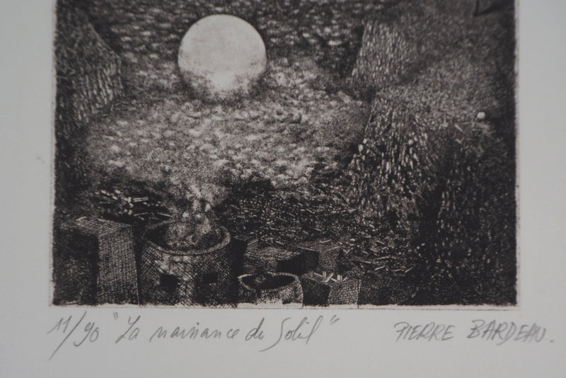Pierre BARDEAU : La Naissance du soleil, 1978 - Gravure (détail)
