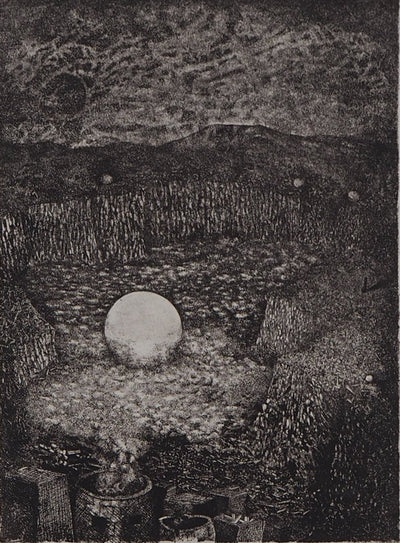 Pierre BARDEAU : La Naissance du soleil, 1978 - Gravure (détail)