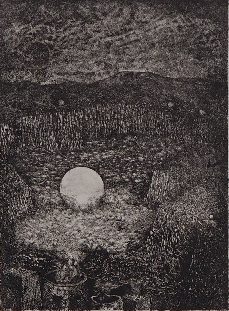 Pierre BARDEAU : La Naissance du soleil, 1978 - Gravure (détail)