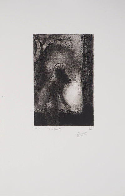Fabienne BARRANGER : L'attente - Gravure (détail)