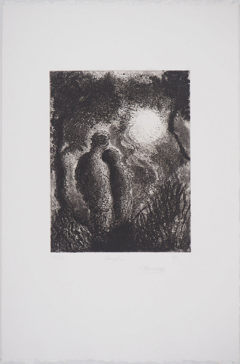 Fabienne BARRANGER : Couple - Gravure (détail)