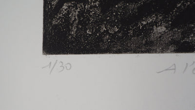 Fabienne BARRANGER : A l'orée de la forêt - Gravure (détail)