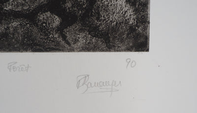 Fabienne BARRANGER : A l'orée de la forêt - Gravure (détail)