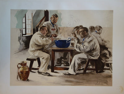 Jacques BASEILHAC : La soupe à la chambrée - Lithographie