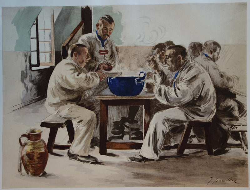 Jacques BASEILHAC : La soupe à la chambrée - Lithographie (détail)