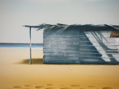 Michèle BATTUT : Cabanon sur la plage - Lithographie (détail)