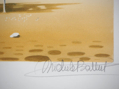 Michèle BATTUT : Cabanon sur la plage - Lithographie (détail)