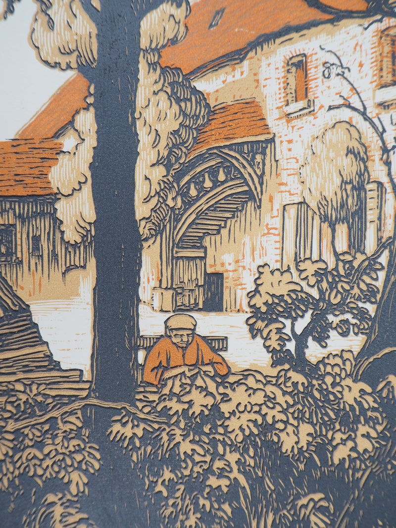 Paul BAUDIER : Vieille maison, 1923 - Gravure sur bois (détail)