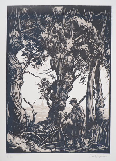 Paul BAUDIER : Vieux Bois, 1927 - Gravure sur bois
