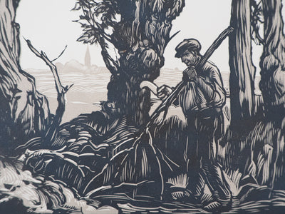 Paul BAUDIER : Vieux Bois, 1927 - Gravure sur bois (détail)