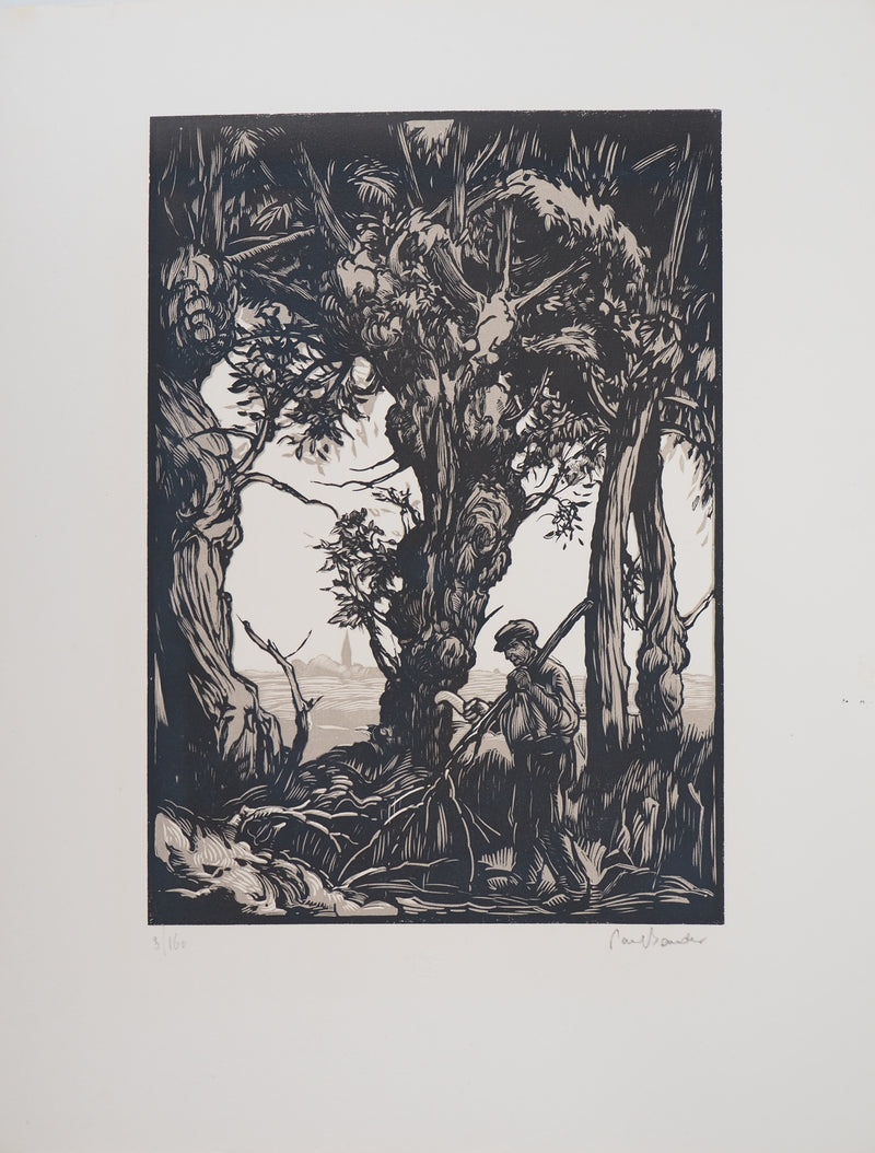 Paul BAUDIER : Vieux Bois, 1927 - Gravure sur bois (détail)
