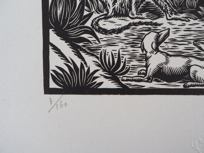 George BAUDIN : Eléonore : Femme et Singe - 1929 - Gravure sur bois (détail)