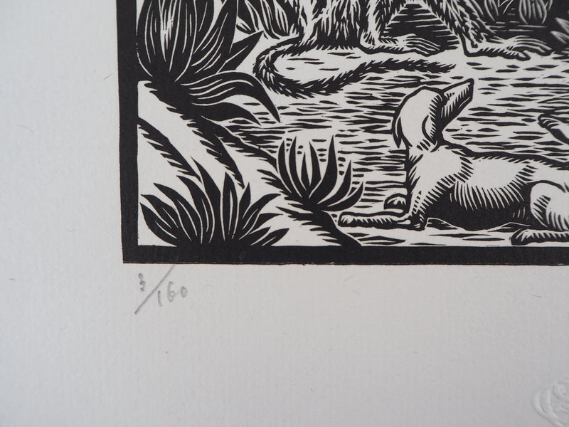 George BAUDIN : Eléonore : Femme et Singe - 1929 - Gravure sur bois (détail)