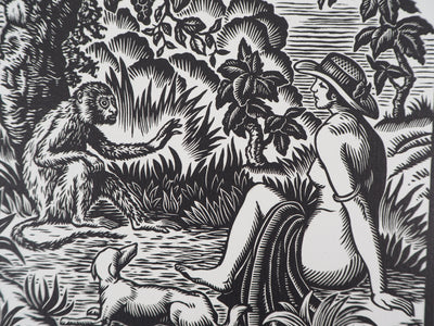 George BAUDIN : Eléonore : Femme et Singe - 1929 - Gravure sur bois (détail)