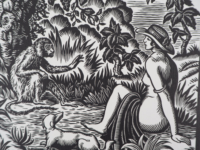 George BAUDIN : Eléonore : Femme et Singe - 1929 - Gravure sur bois (détail)
