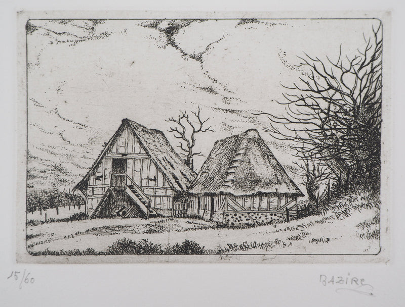 Pierre BAZIRE : A la campagne - Gravure
