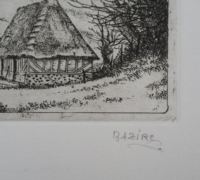 Pierre BAZIRE : A la campagne - Gravure (détail)