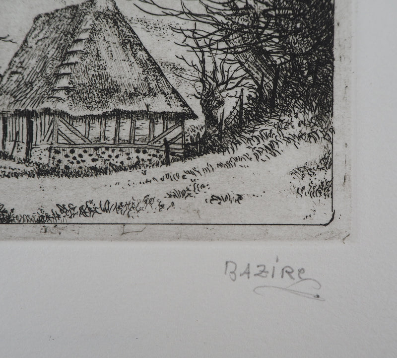 Pierre BAZIRE : A la campagne - Gravure (détail)