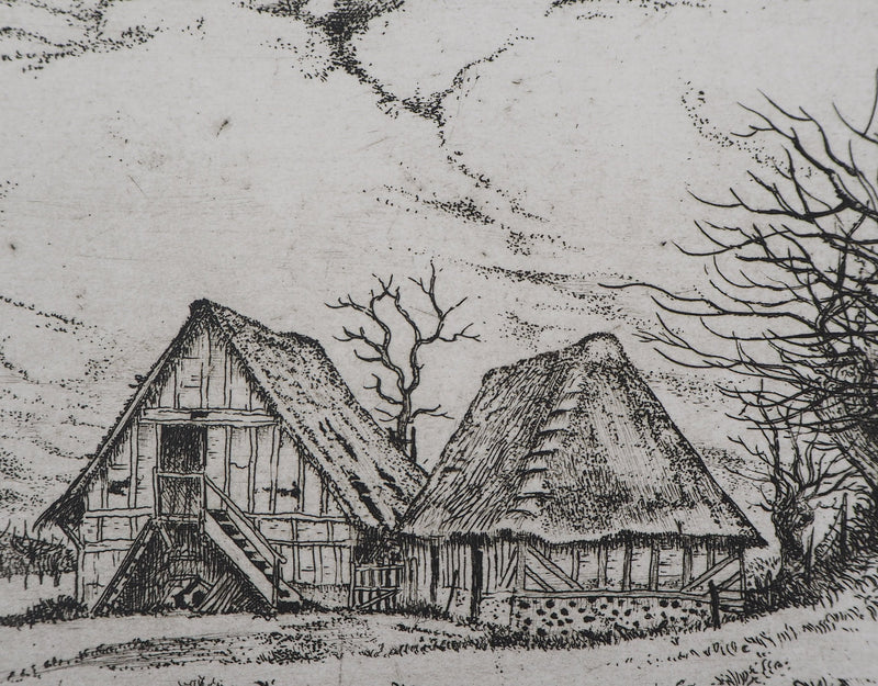 Pierre BAZIRE : A la campagne - Gravure (détail)