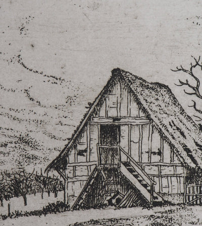 Pierre BAZIRE : A la campagne - Gravure (détail)