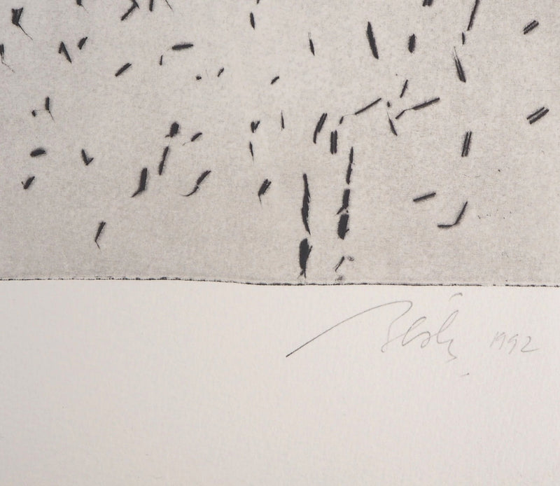 François BEALU : Le chemin de Kebili, 1992 - Gravure (détail)