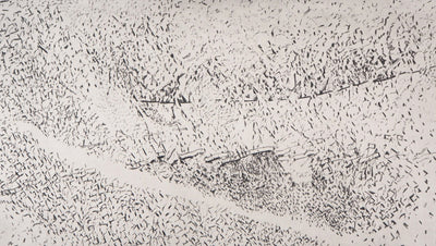 François BEALU : Le chemin de Kebili, 1992 - Gravure (détail)