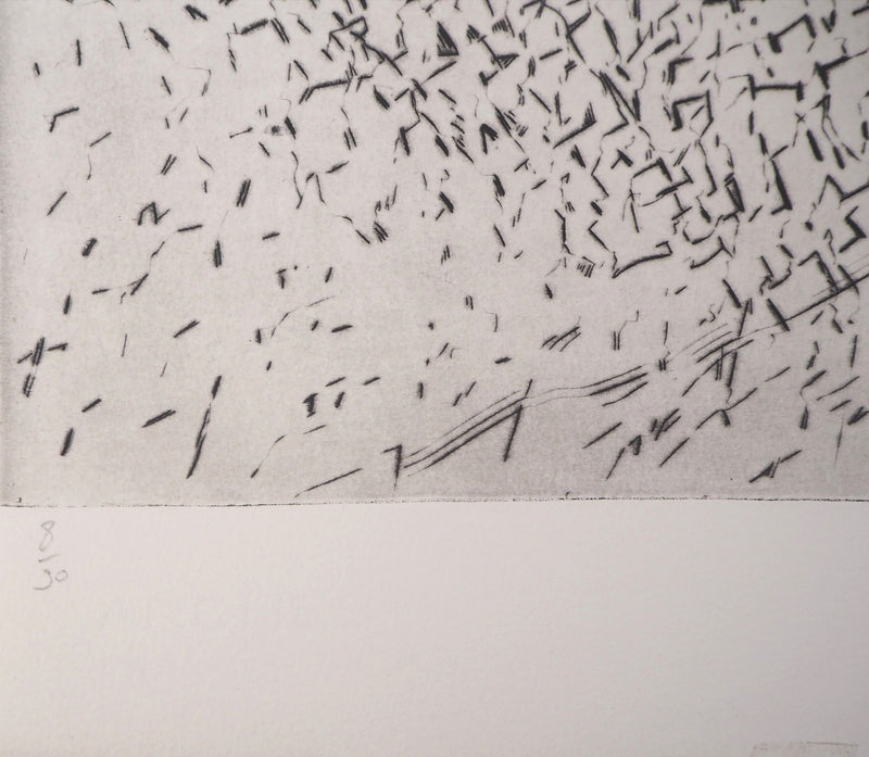 François BEALU : Le chemin de Kebili, 1992 - Gravure (détail)