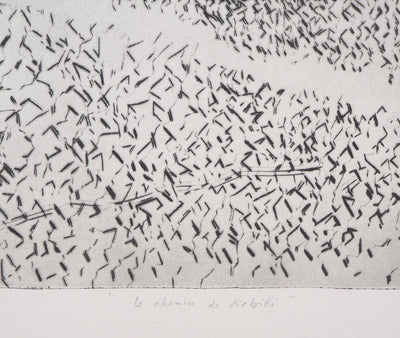 François BEALU : Le chemin de Kebili, 1992 - Gravure (détail)