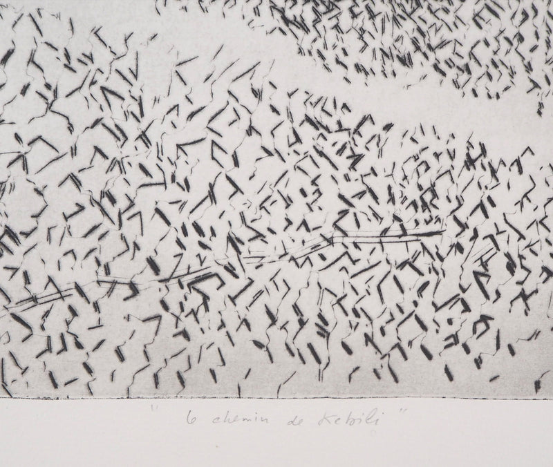 François BEALU : Le chemin de Kebili, 1992 - Gravure (détail)
