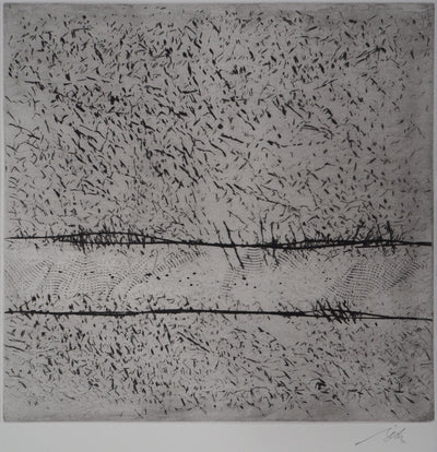 François BEALU : Chemin de traverse - Gravure (détail)