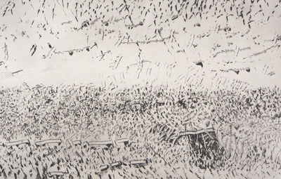 François BEALU : Paysage surréaliste - Gravure (détail)